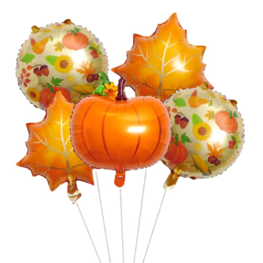5 pcs Fall Themed Party Decoration, Thanksgiving Party Foil Balloons